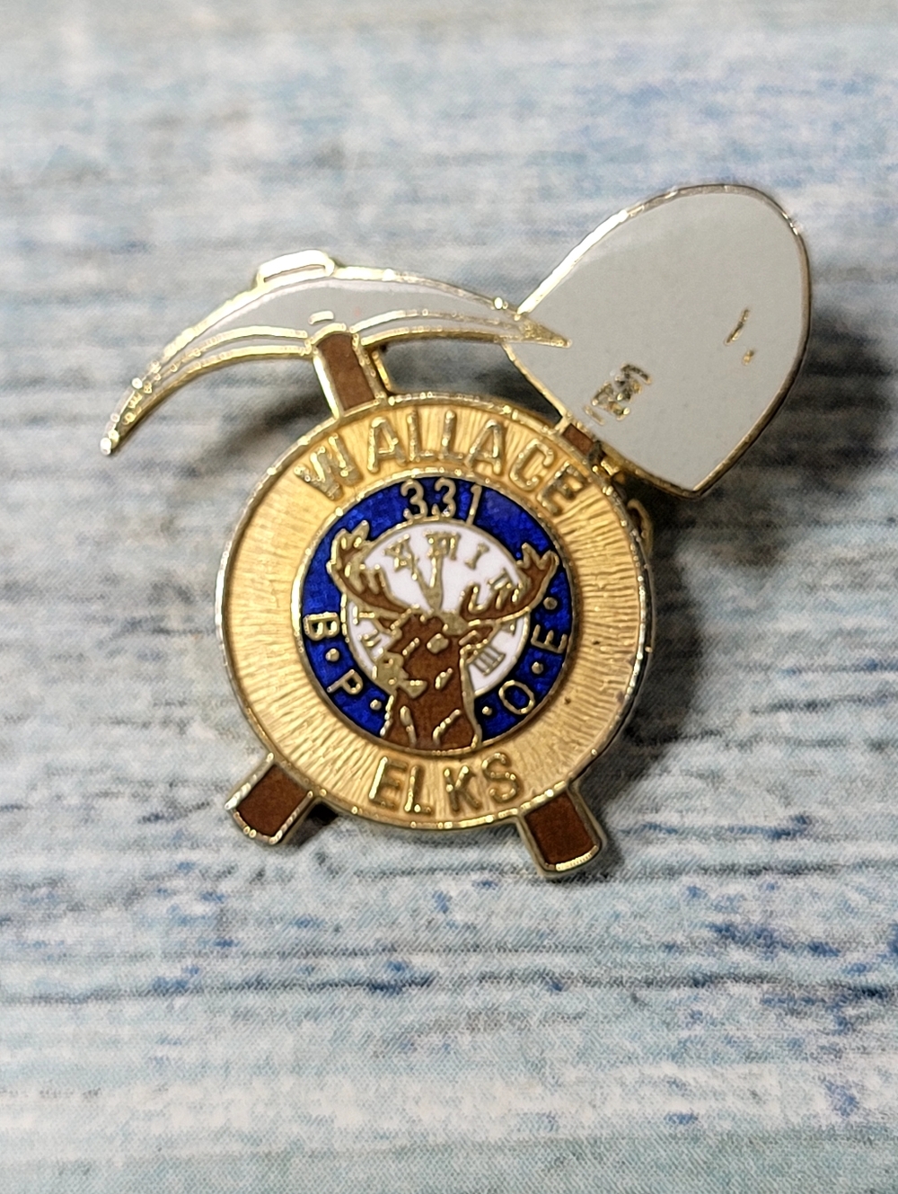 Wallace Elks 331 Enamel Lodge Pin - Blue & Gold